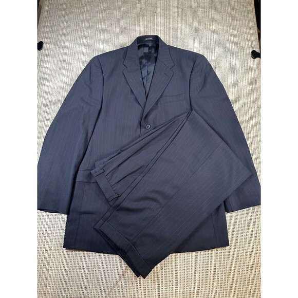 Polo University Club Ralph Lauren Mens 42L Blue Pinstripes Three Button Vintage - Picture 1 of 16